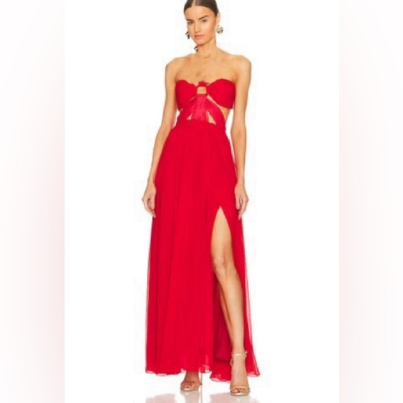PatBO | Cut-Out Maxi Dress - Candy Red - NWT - Small / Size 4 - Picture 5 of 10